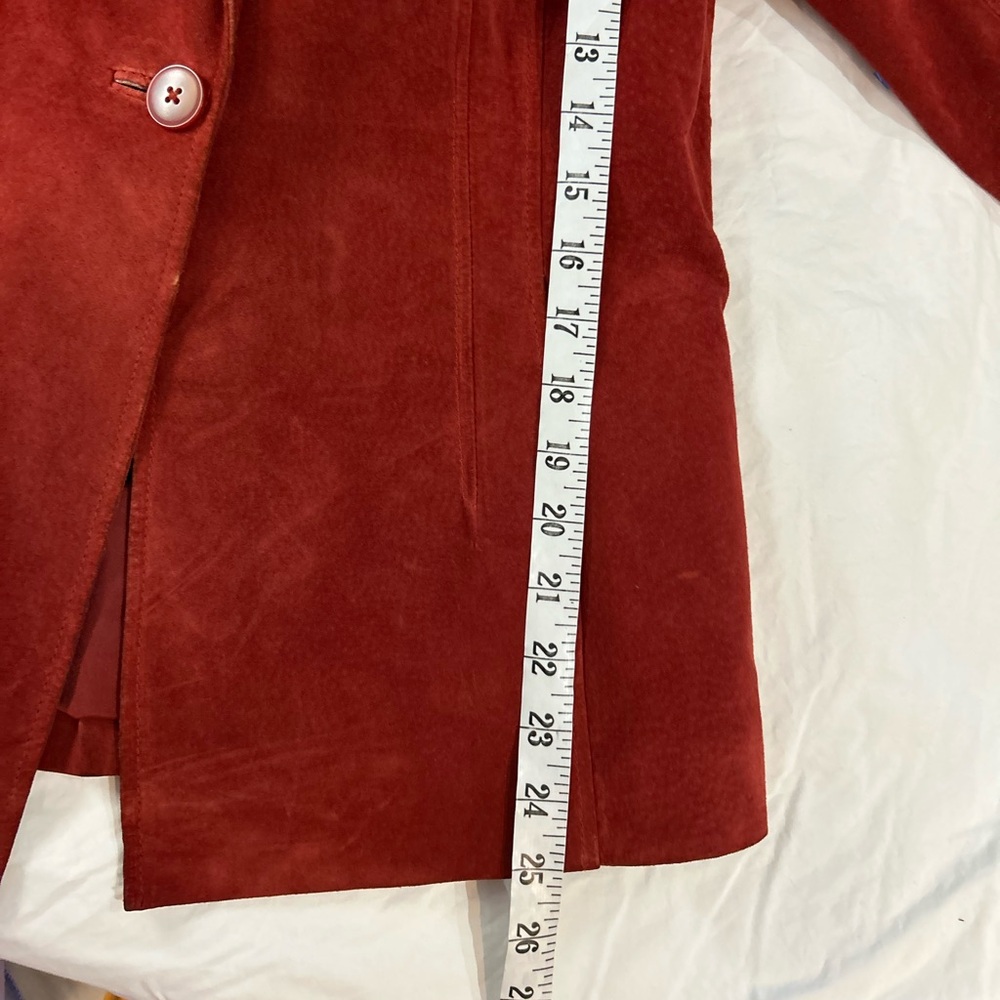 VINTAGE Alfani Suede Leather Blazer Jacket Brick L - Picture 14 of 14